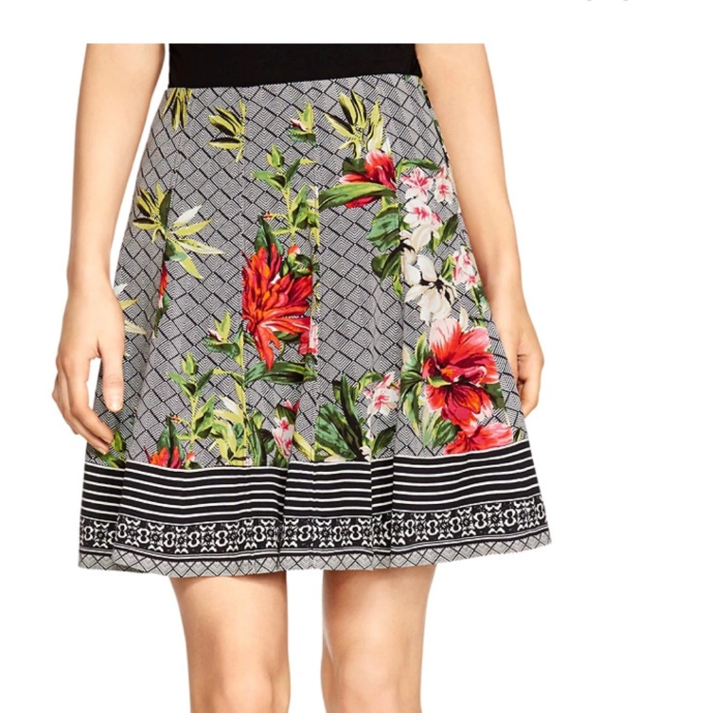 White House Black Market Floral Mix Print Skirt